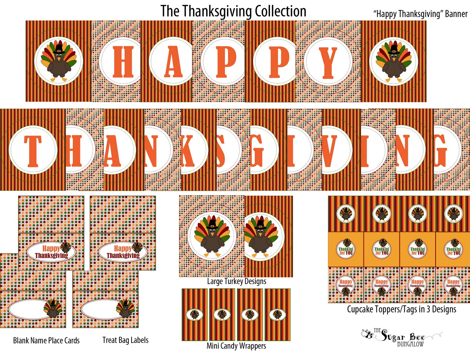 The Sugar Bee Bungalow: {Party Bee} Free Thanksgiving Collection - Free Printable Happy Thanksgiving Banner