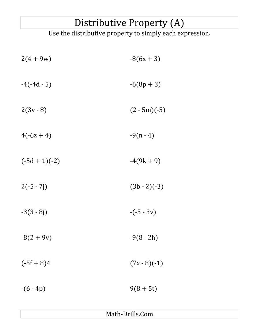 The Using The Distributive Property (Answers Do Not Include - Free Printable Algebra Worksheets With Answers
