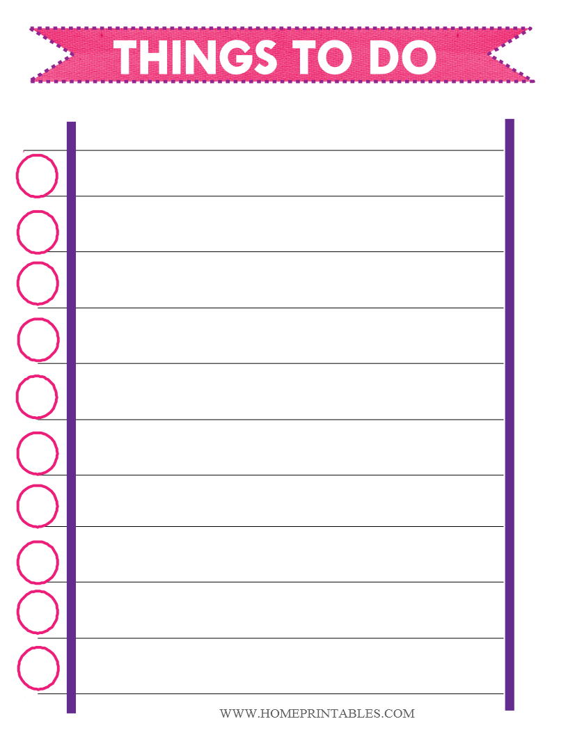 Things To Do Chart Free Printable – Home Printables - Free Printable To Do Charts