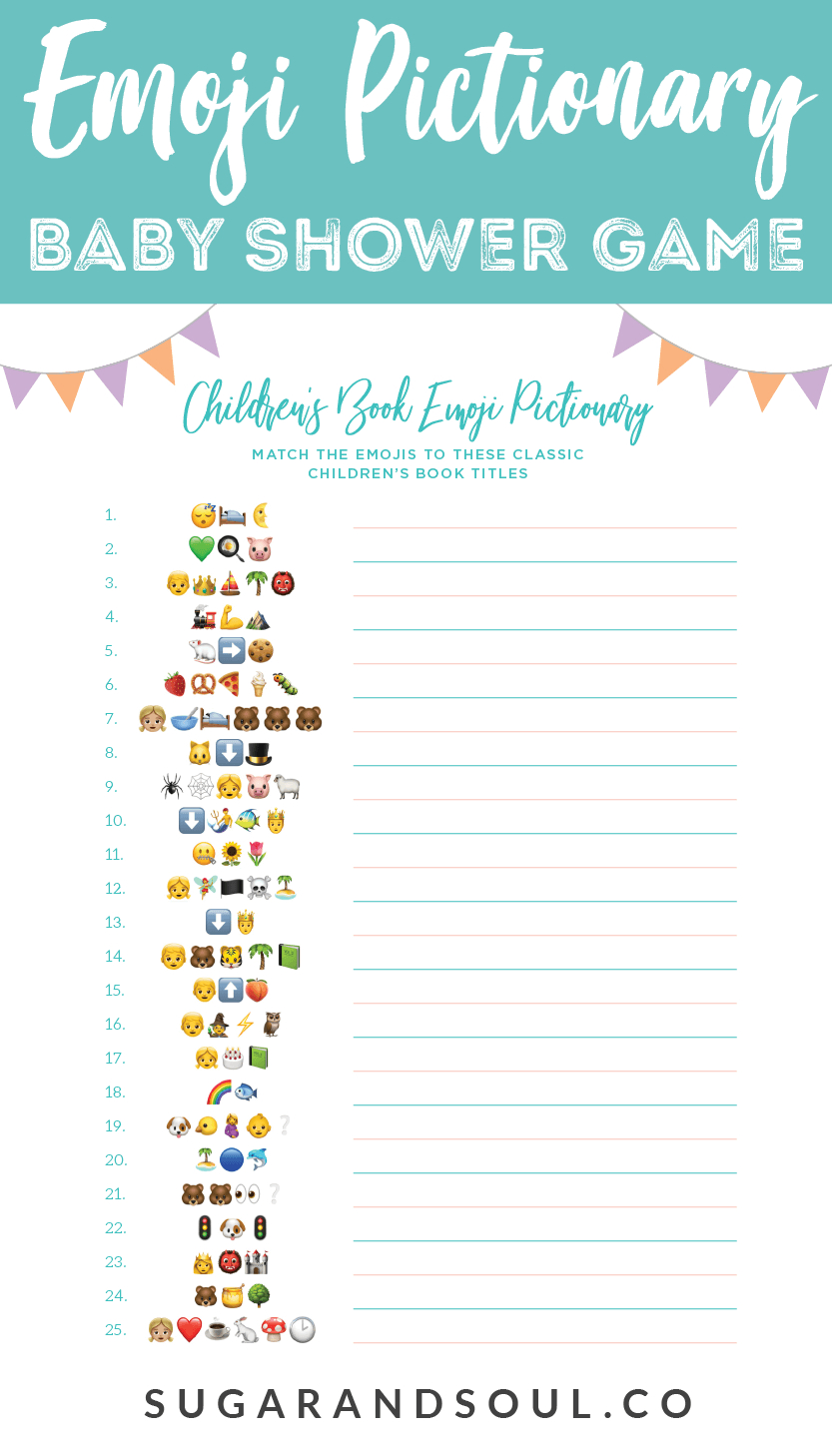 This Free Emoji Pictionary Baby Shower Game Printable Uses Emoji - Wedding Emoji Pictionary Free Printable