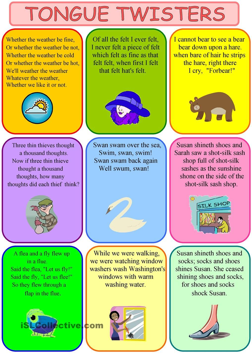 Tongue Twisters … | Drama Games Tongue Twisters | Tongu… - Free Printable Tongue Twisters