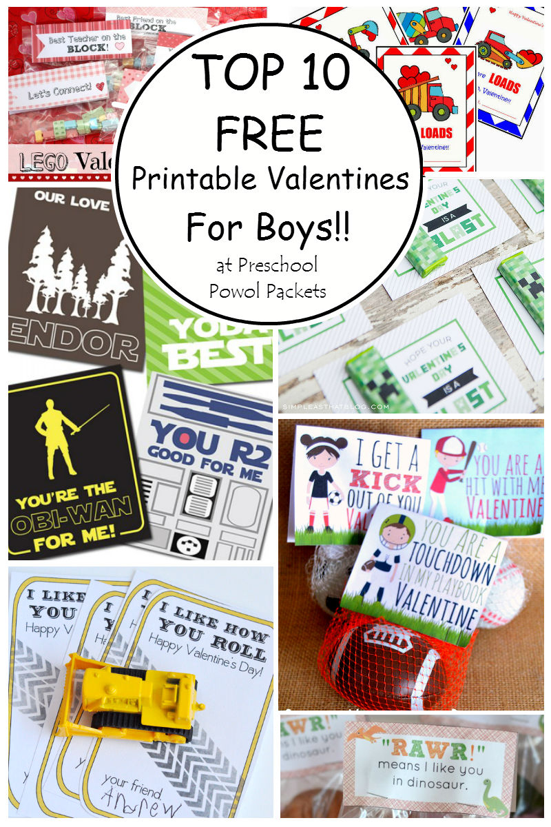 Top 10 {Free} Printable Valentines Cards For Boys! | Preschool Powol - Free Printable Valentine Cards For Preschoolers