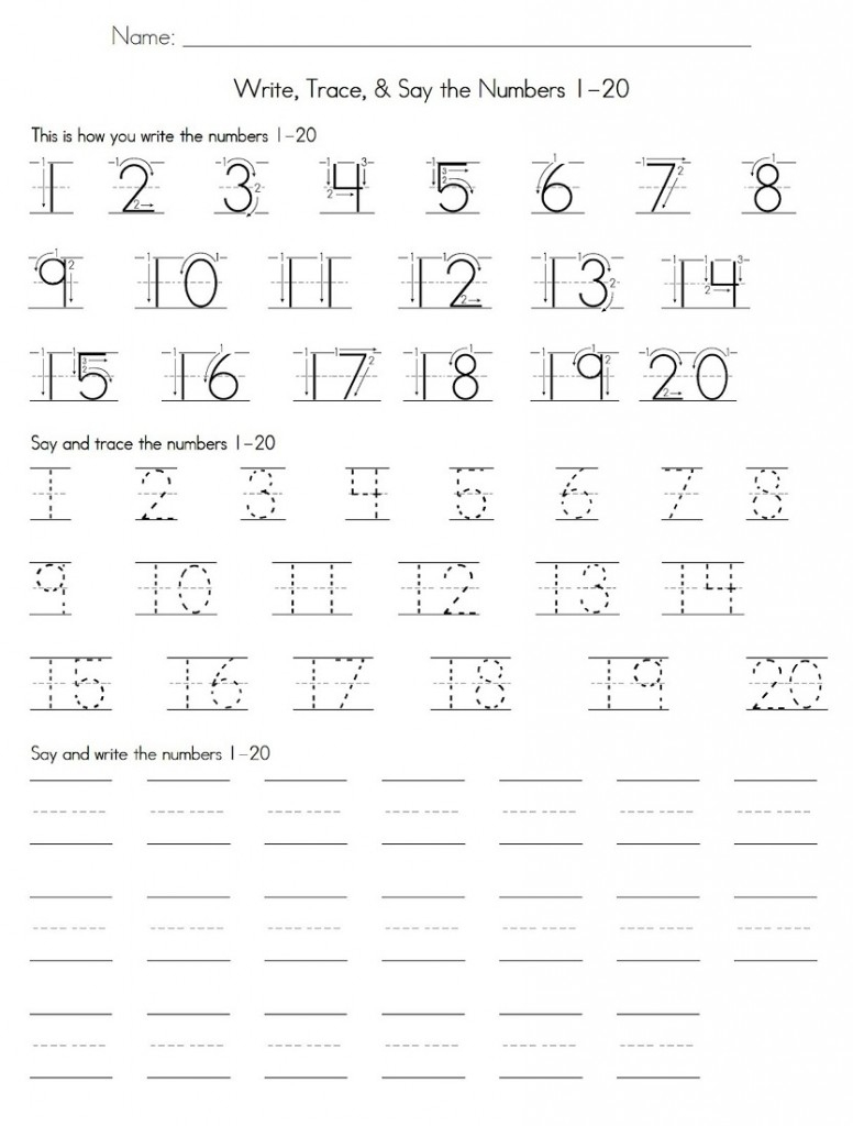 Trace Numbers 1 20 | Kiddo Shelter - Free Printable Counting Worksheets 1 20