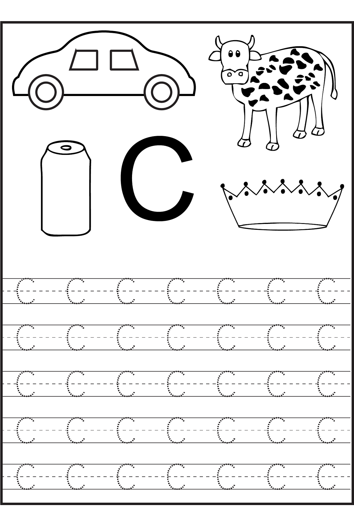 Trace The Letter C Worksheets | Alphabet And Numbers Learning - Free Printable Preschool Worksheets Letter C