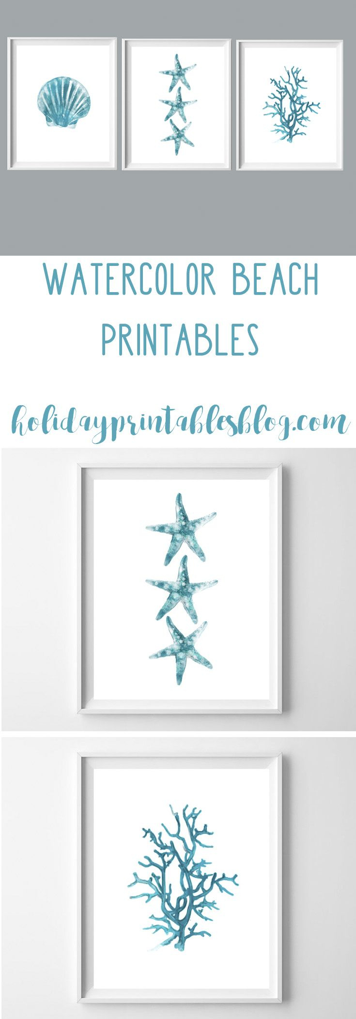 Turquoise Watercolor Beach Printable Art In 2019 | Printables - Free Printable Beach Pictures