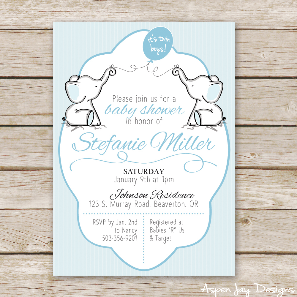Twin Elephant Baby Shower Guest Book Printable - Aspen Jay - Free Printable Elephant Baby Shower