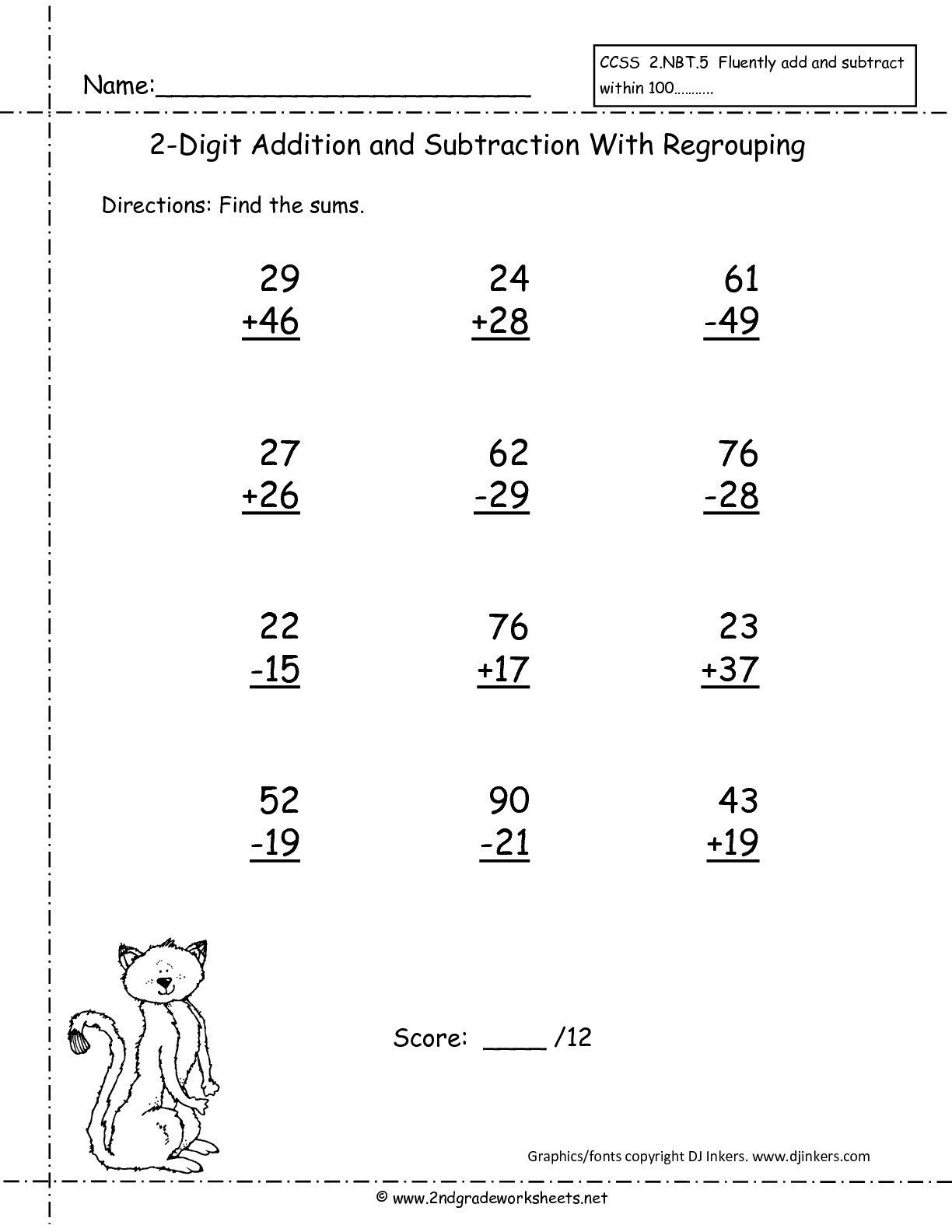 Two Digit Addition And Subtraction Worksheets From The Teacher&amp;#039;s Guide - Free Printable Double Digit Addition And Subtraction Worksheets