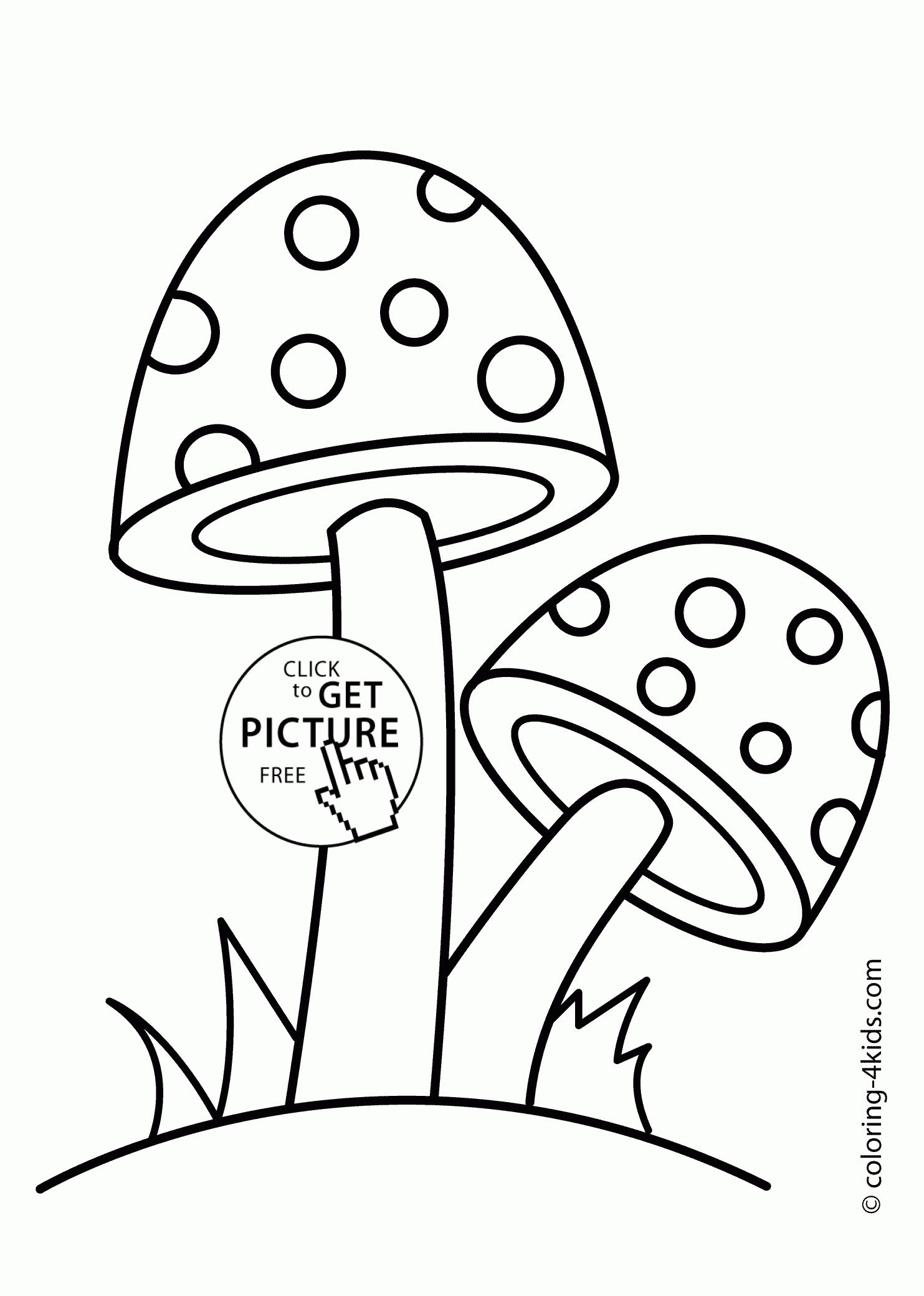 Two Mushrooms Coloring Page For Kids, Printable Free - Free Printable Mushroom Coloring Pages