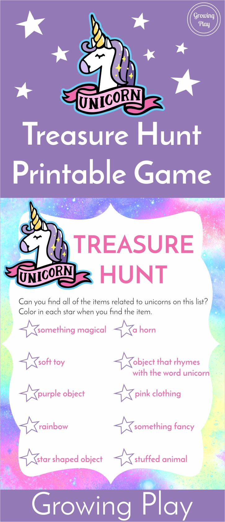 Unicorn Treasure Hunt Game Free Printable - Growing Play - Free Printable Treasure Hunt Games
