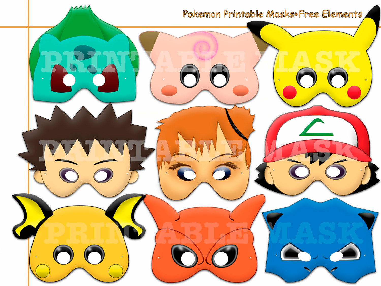 Unique Pokemon Printable Masks+Freeholidaypartystar On Zibbet - Free Printable Pokemon Masks