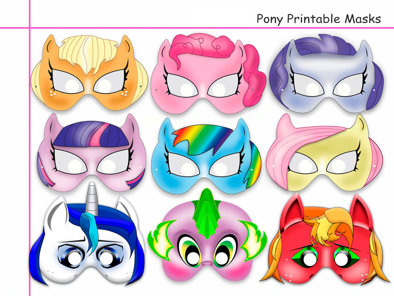 Unique Pony Printable Masks, Party Mask, | Holidaypartystar - Free My Little Pony Printable Masks