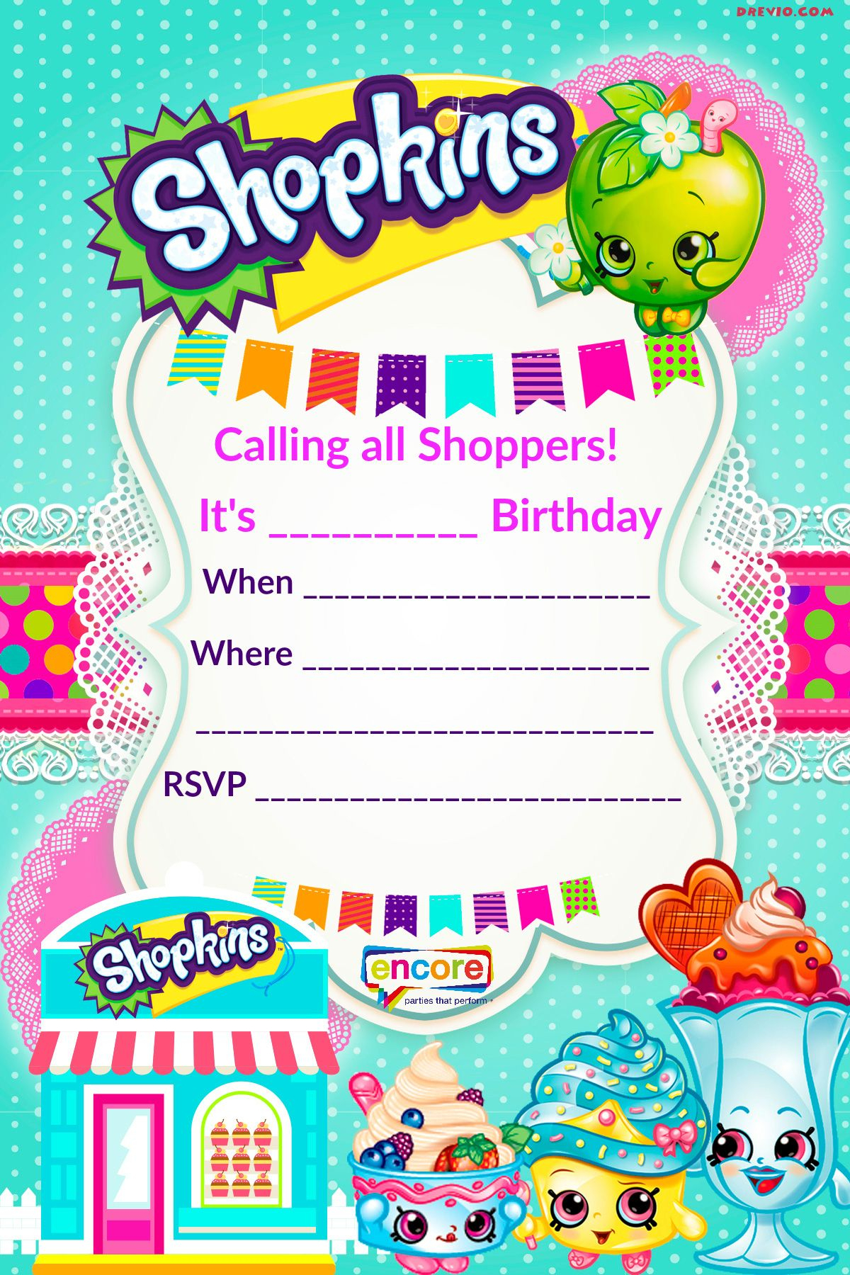 Updated - Free Printable Shopkins Birthday Invitation | Free - Free Printable Birthday Invitation Templates
