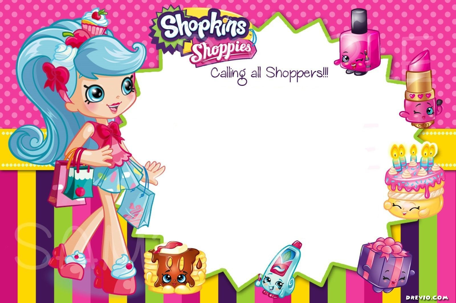 Updated - Free Printable Shopkins Birthday Invitation | Free - Free Printable Shopkins Invitations