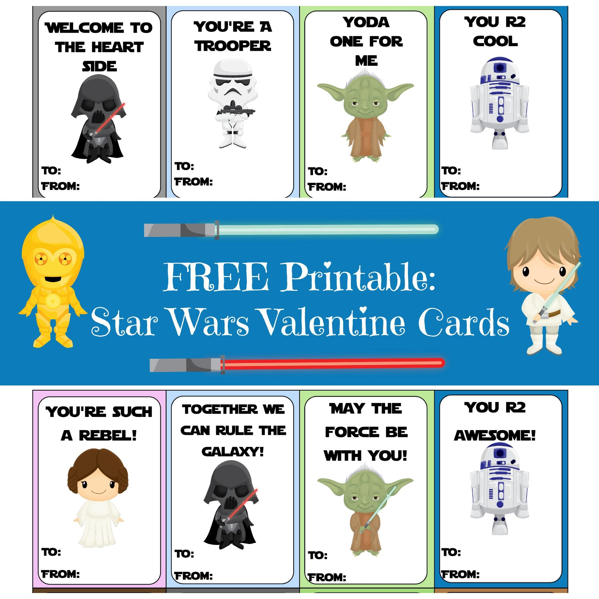 Valentine Card Round-Up | Printables | Valentines, Starwars - Free Printable Lego Star Wars Valentines