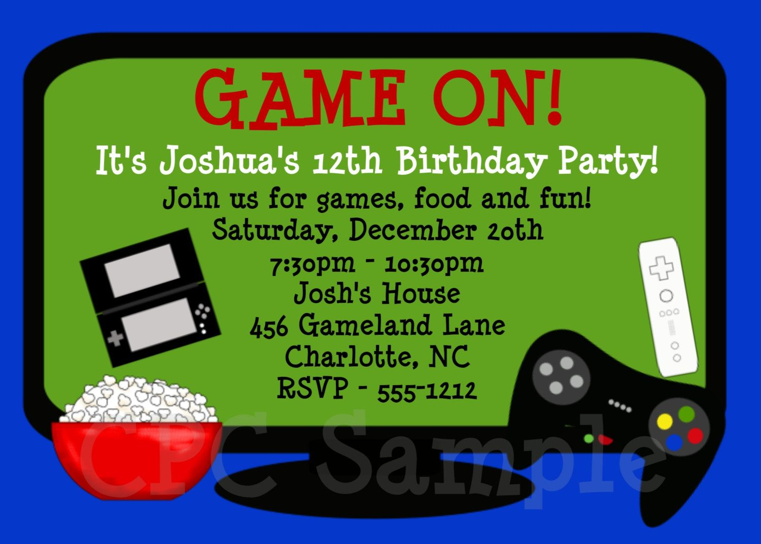 Video Games Birthday Invitation | Tuck&amp;#039;s Birthday | Pinterest - Free Printable Video Game Party Invitations