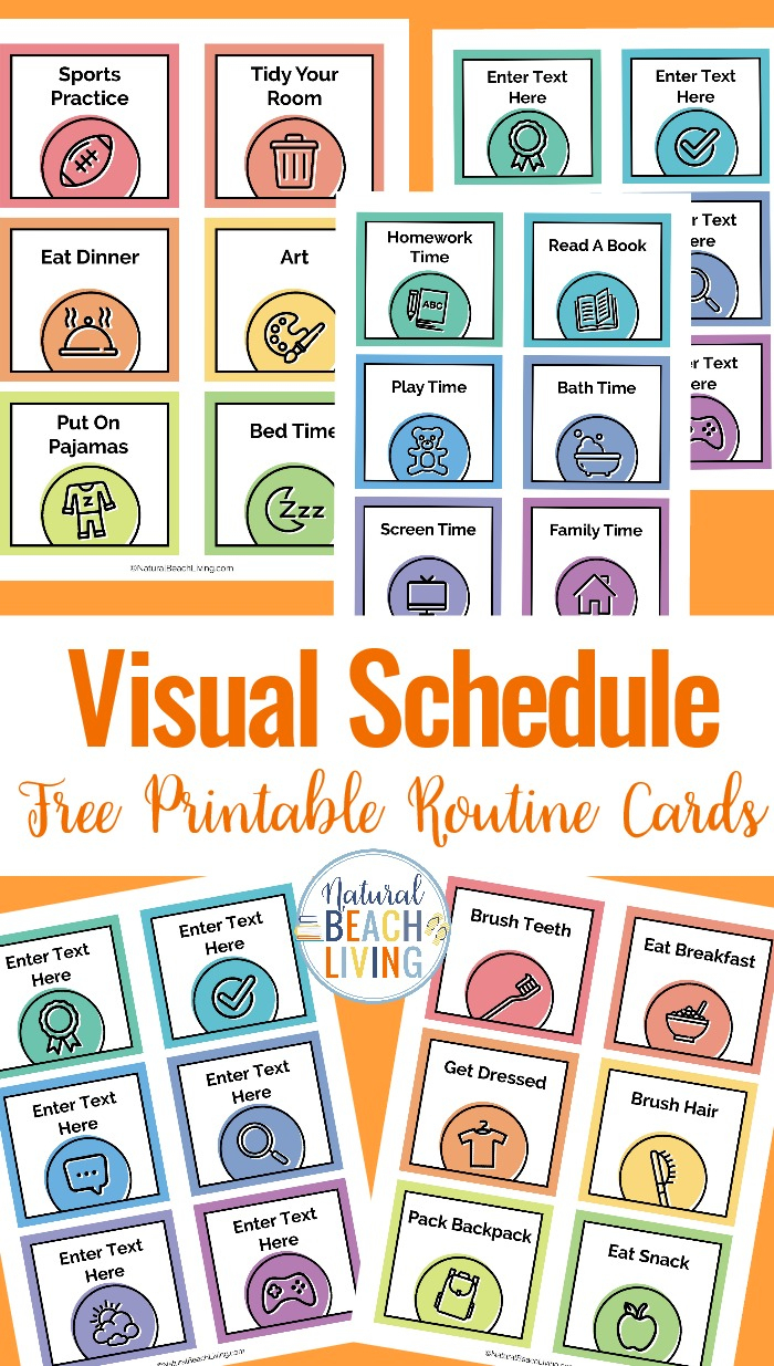 Visual Schedule - Free Printable Routine Cards - Natural Beach Living - Free Printable Daily Routine Picture Cards