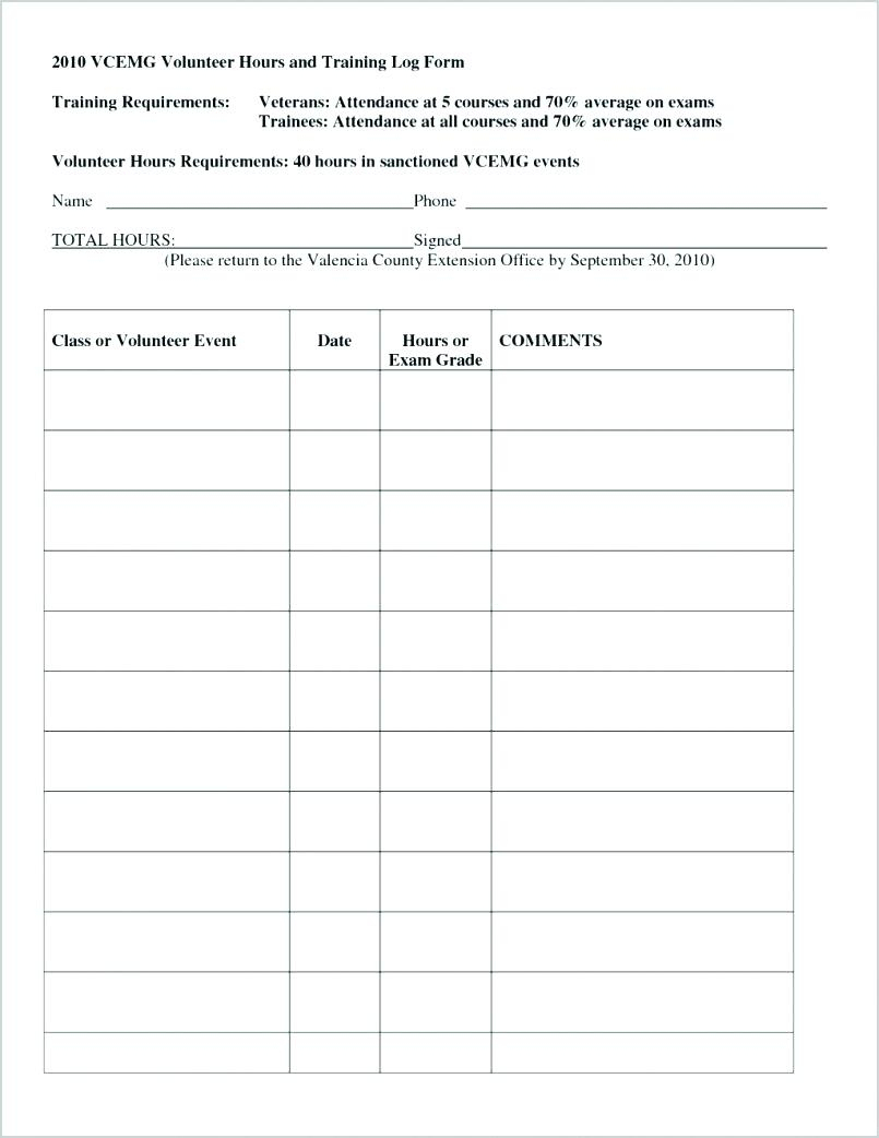 Volunteer Hours Log Template Excel | Beertest - Free Printable Volunteer Forms