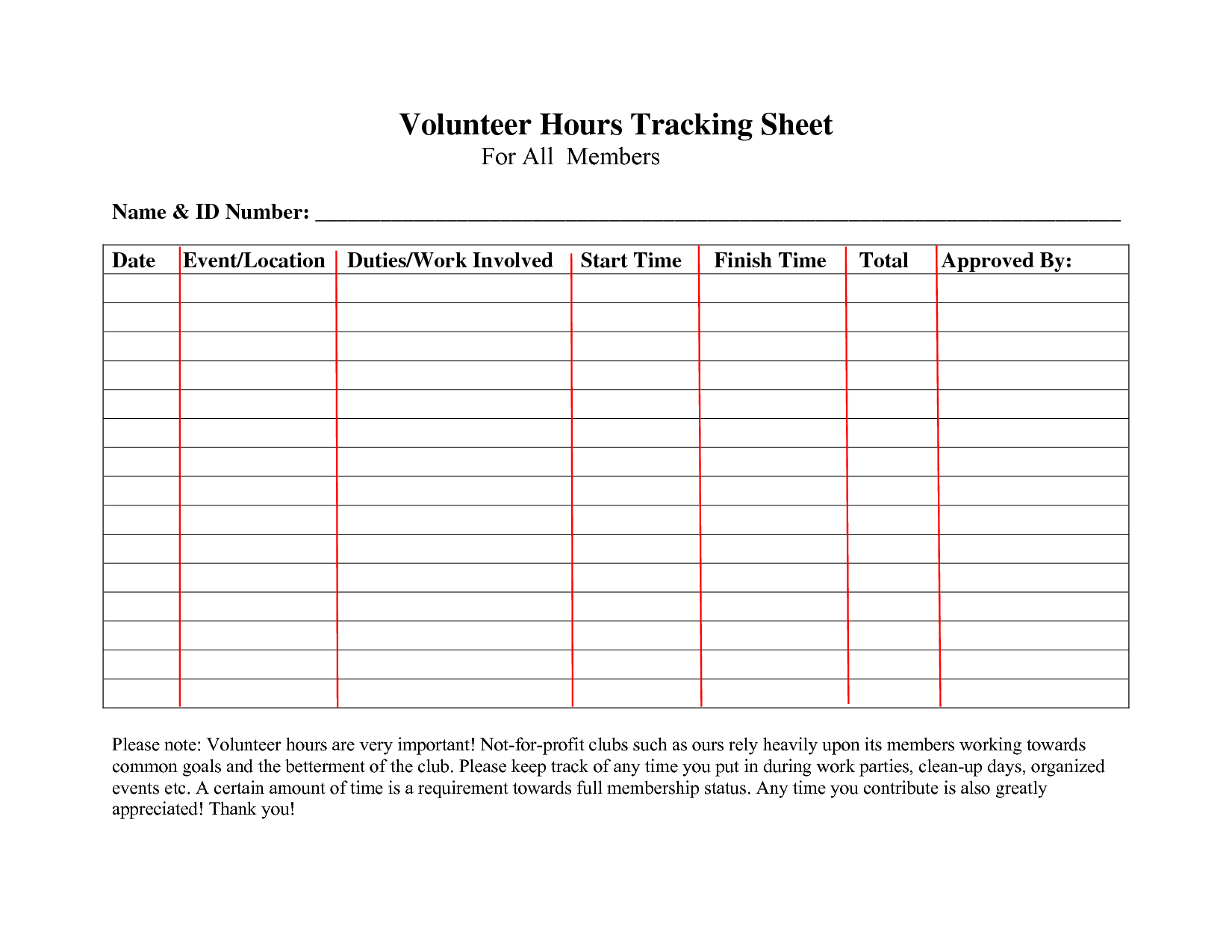 Volunteer+Hours+Log+Sheet+Template | Forms | Pinterest | Community - Free Printable Community Service Log Sheet
