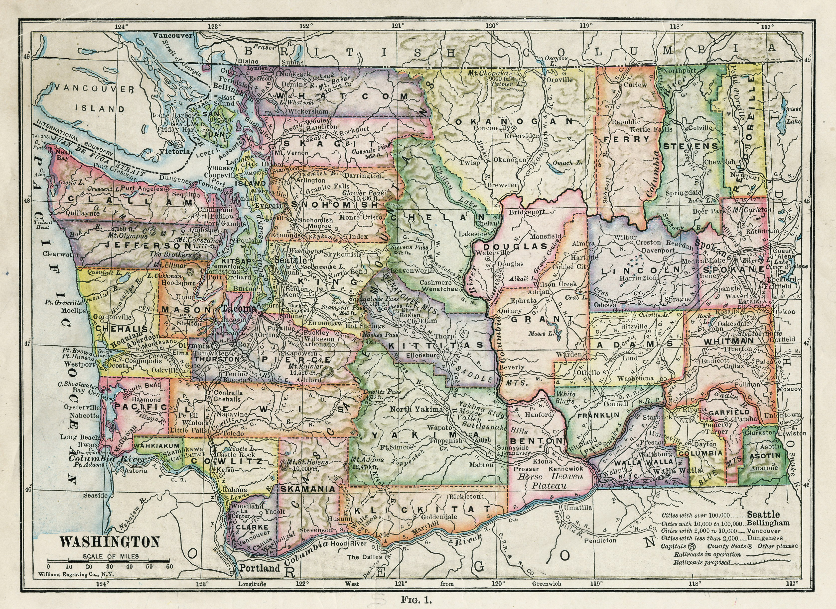 Washington State County Maps And Travel Information | Download Free - Free Printable Map Of Washington State