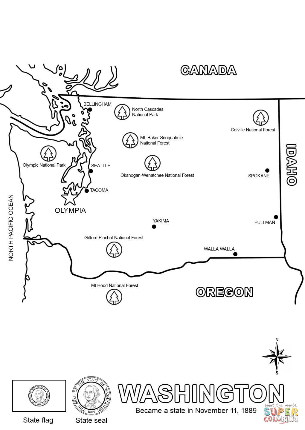 Washington State Map Coloring Page | Free Printable Coloring Pages - Free Printable Map Of Washington State