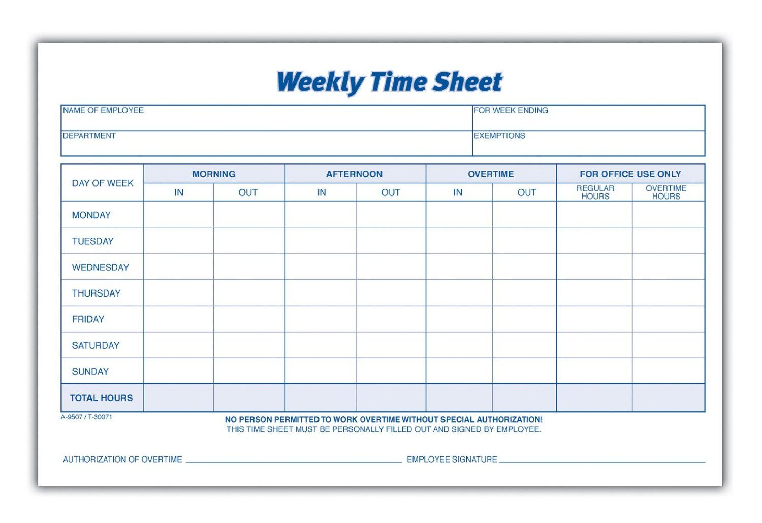 Weekly Employee Time Sheet | Good To Know | Pinterest | Timesheet - Free Printable Blank Time Sheets