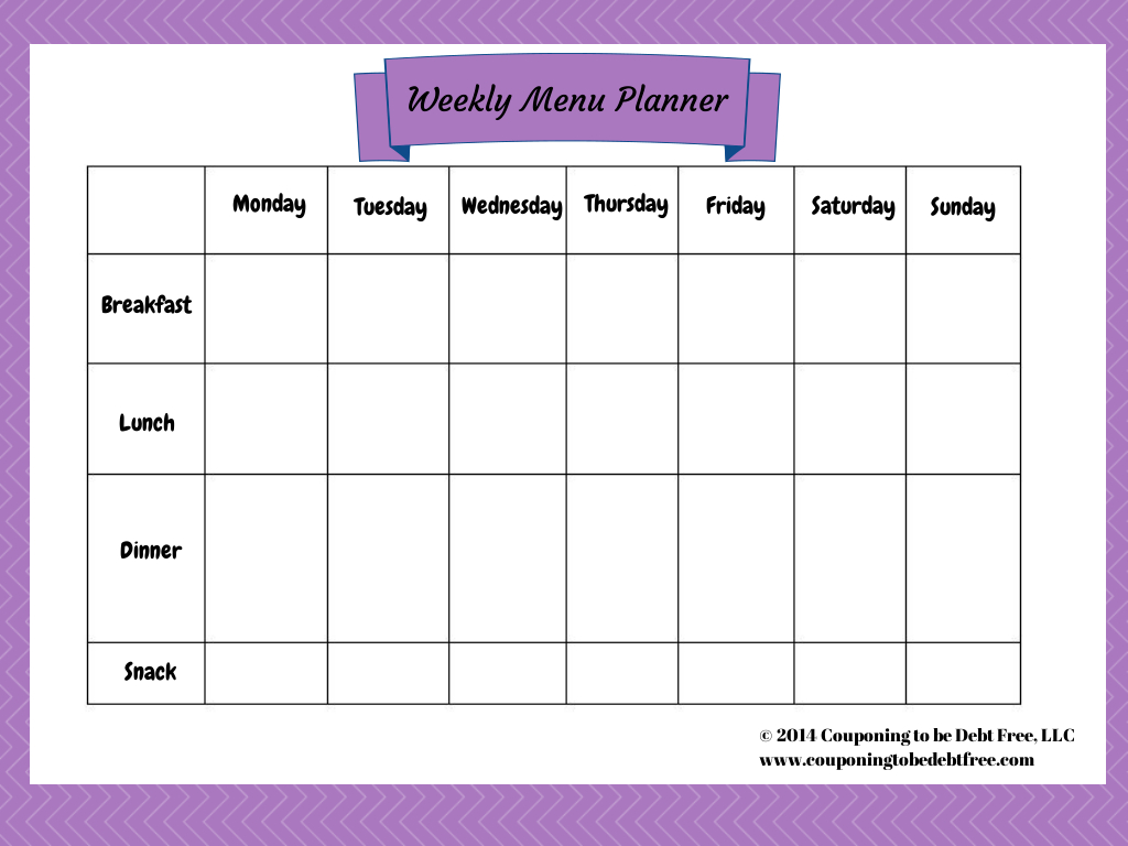Weekly Menu Planner Printable - Weekly Menu Free Printable