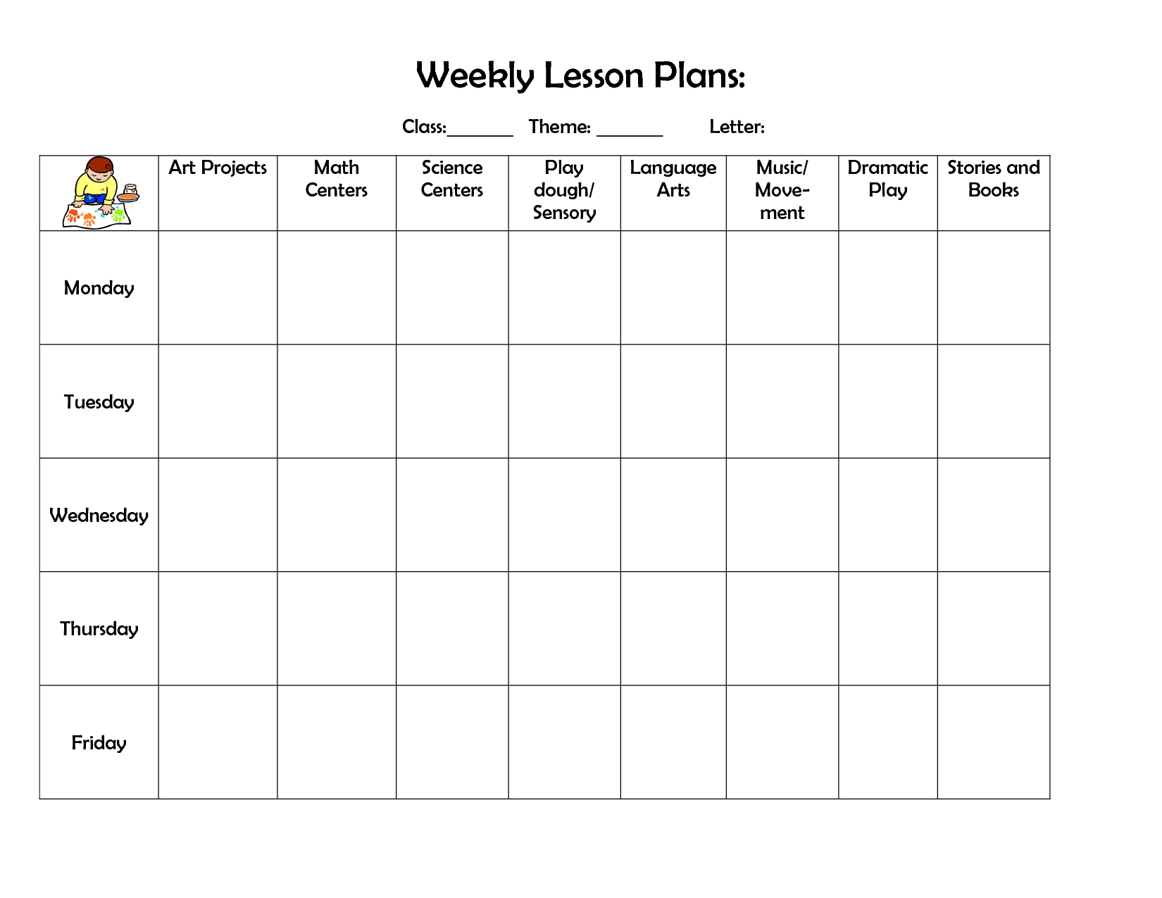 Weekly Preschool Planner Free Printable Lesson Plan Tem ~ Takemetoearth - Free Printable Lesson Plan Template Blank