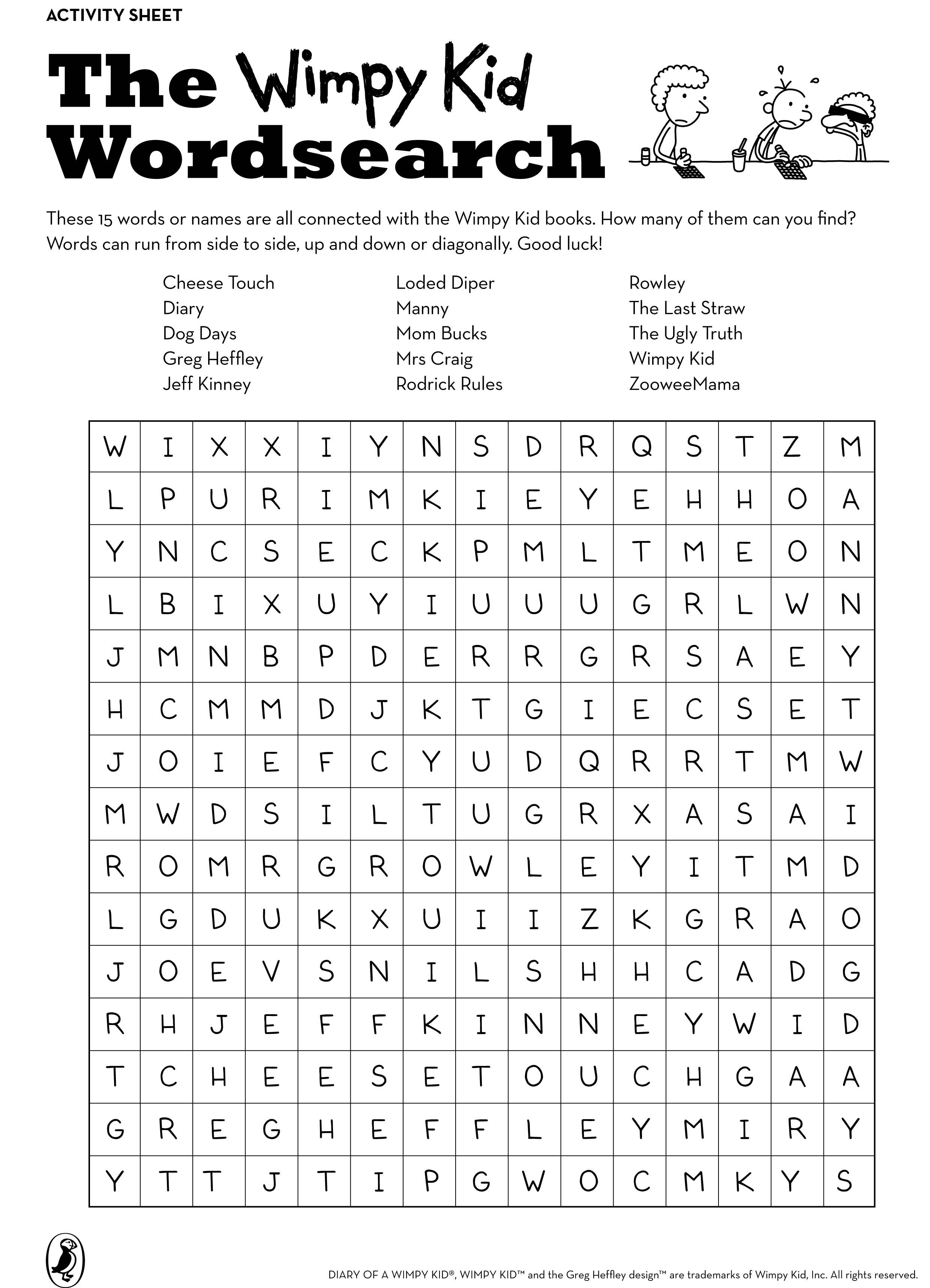 Wimpy Kid Wordsearch | Diary Of A Wimpy Kid | Pinterest | Wimpy Kid - Free Printable Word Searches For Kids