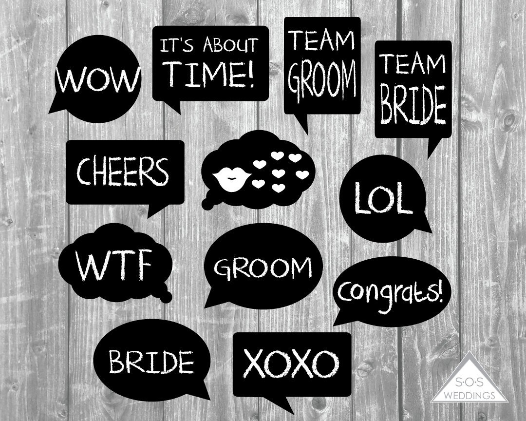 Word Bubble Photo Booth Signs Wedding Photobooth Signs Photo | Etsy - Free Photo Booth Props Printable Pdf