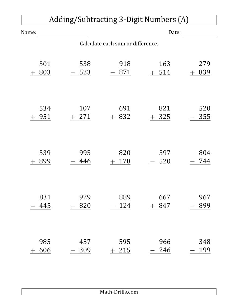 Free Printable Mixed Addition And Subtraction Worksheets