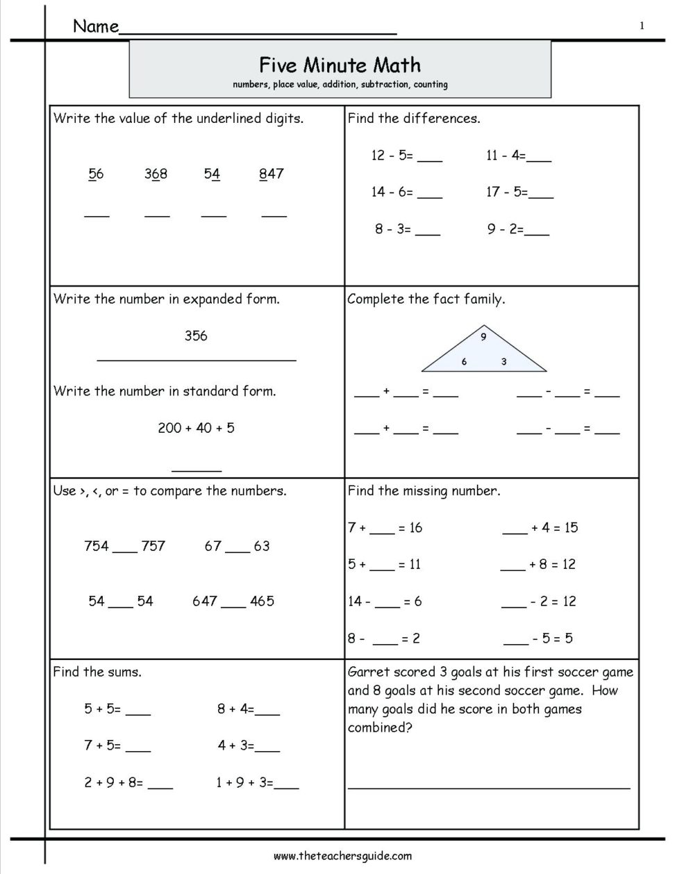 Worksheet Grade Math Worksheets Geometry Five Minute In Spanish For - Free Printable Maths Worksheets Ks1