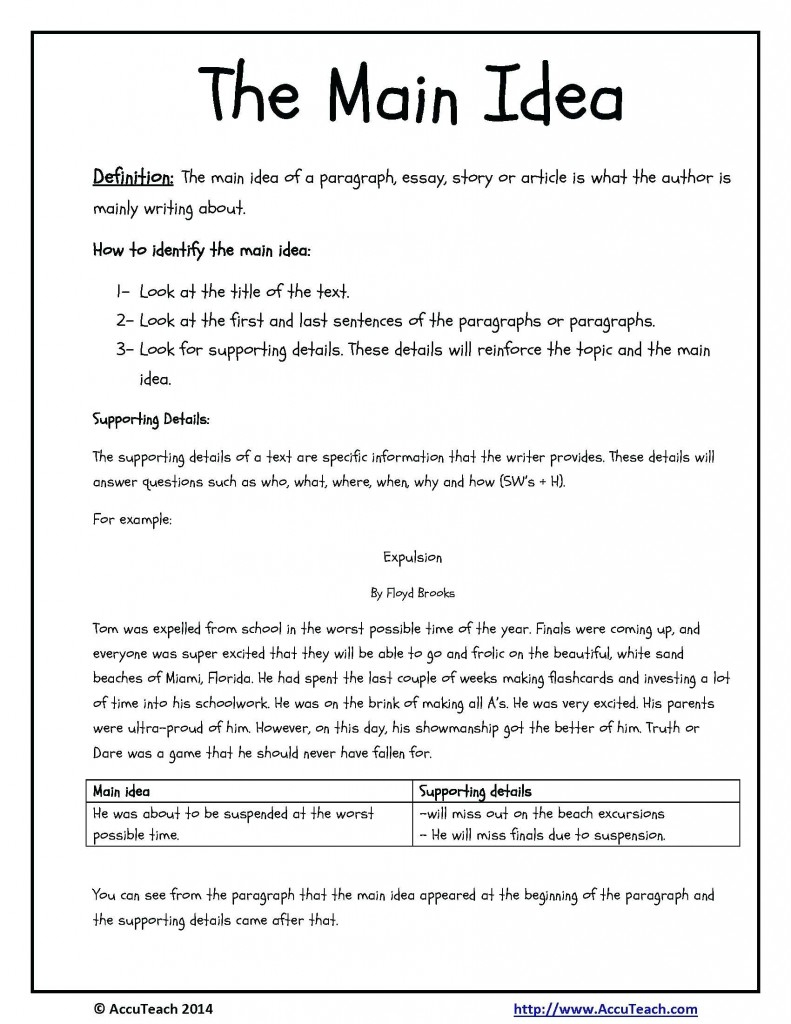 Worksheet Main Idea Worksheets For 3Rd Grade Fun Exercises Multiple - Free Printable Main Idea Worksheets