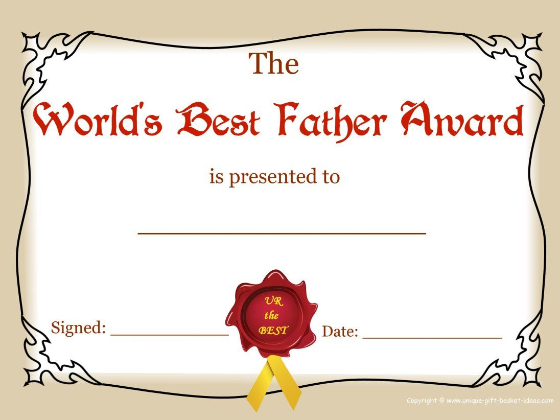 Worlds Greatest Mom And Dad Awards | Free Printable Best Father - Free Printable Best Daughter Certificate