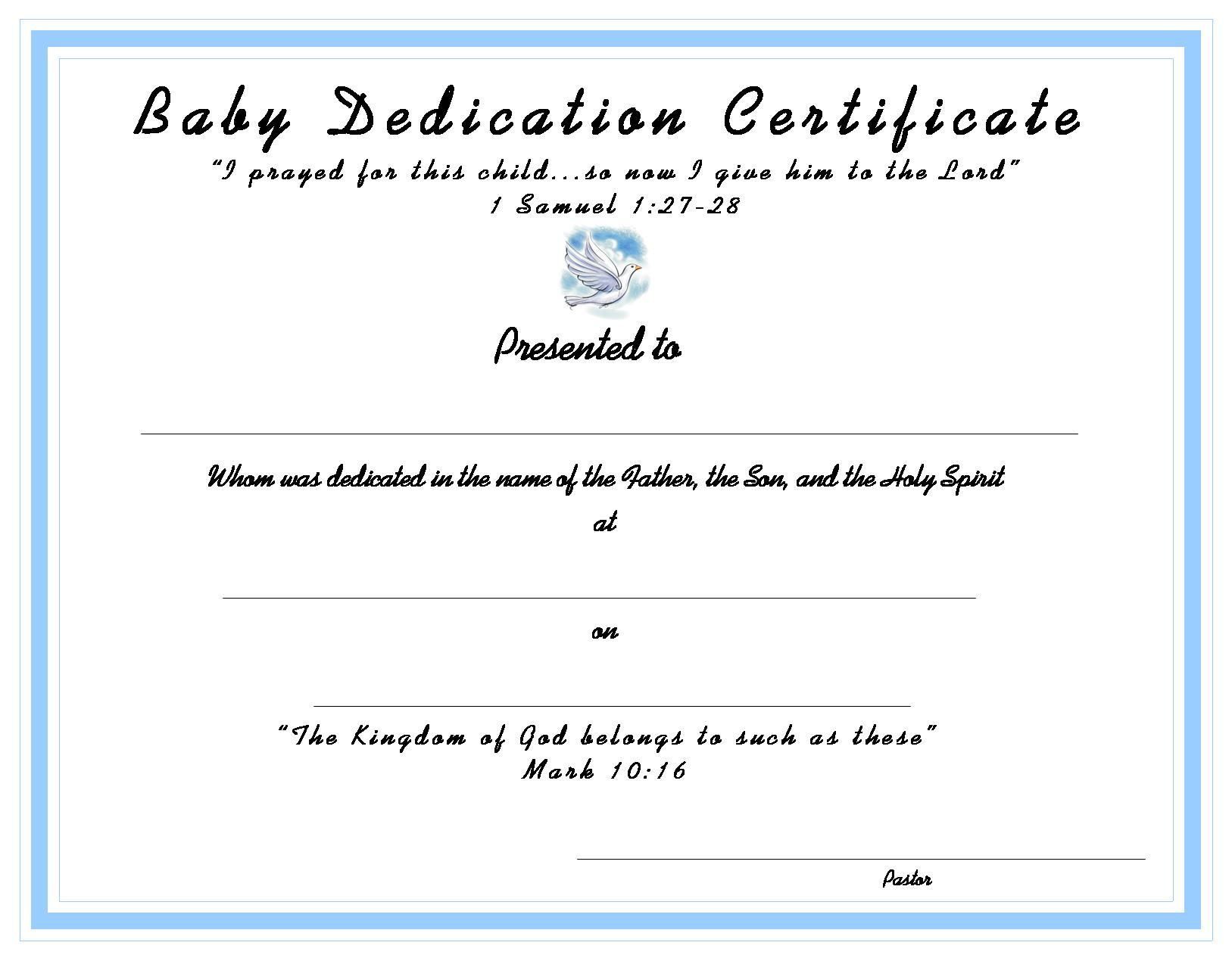 Www.certificatetemplate-Baby Dedication Certificate For Your - Free Printable Baptism Certificate