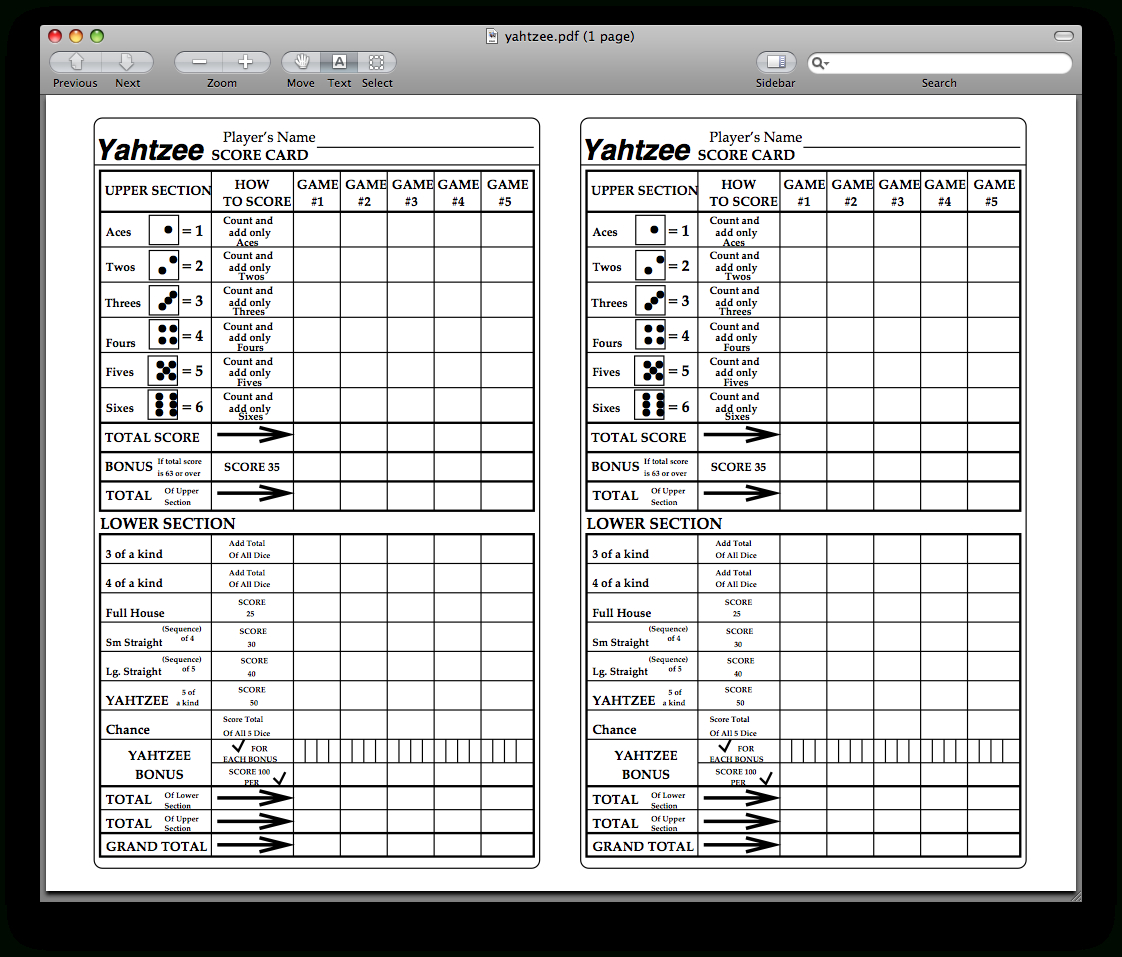 Yahtzee Score Sheets Printable | Kiddo Shelter - Free Printable Yahtzee Score Sheets