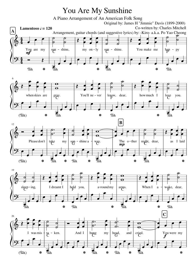 You Are My Sunshine | Sheet Music For Piano | Musescore | Music In - Free Printable Piano Sheet Music For You Are My Sunshine