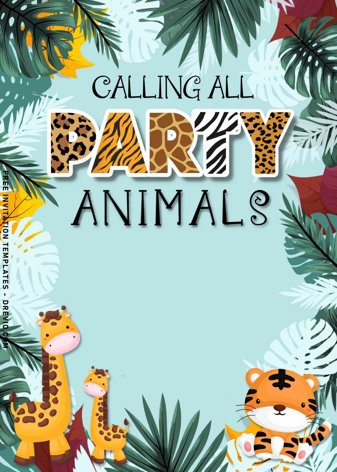 10+ Best Party Animals Invitation Templates For Kids Birthday - Free Printable Animal Party Invitations