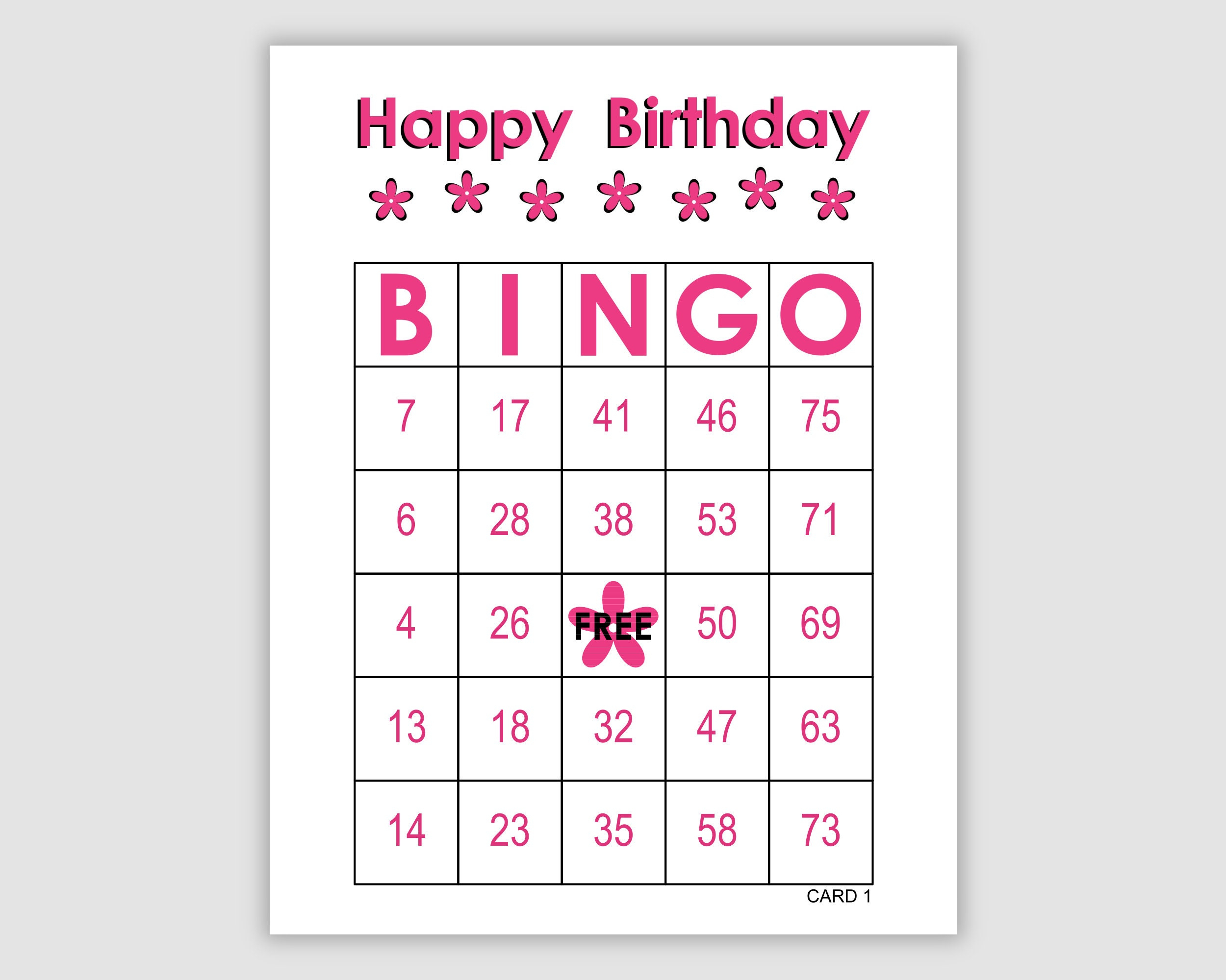 100 Birthday Bingo Cards Pdf Download, 1 Per Page, 75 Call - Free Printable Birthday Bingo Cards For Adults