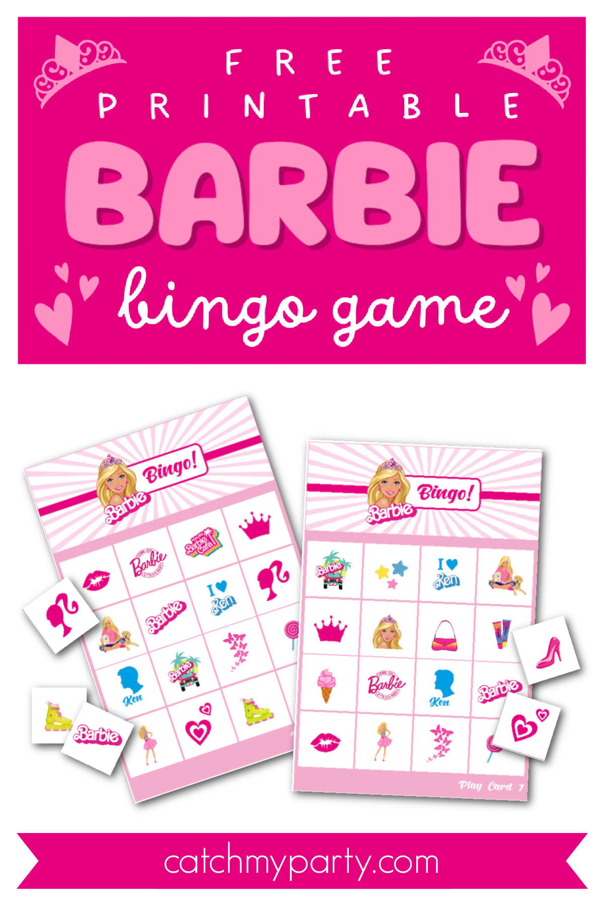 12 Cards) Free Fun Printable Barbie Bingo Game! | Catch My Party - Free Printable Birthday Bingo Cards For Adults
