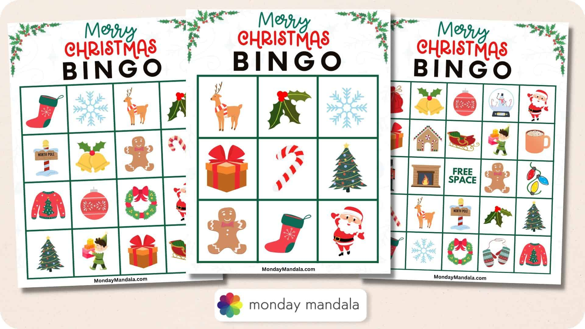 180 Christmas Bingo Cards (Free Pdf Printables) - Free Printable Christmas Bingo Templates