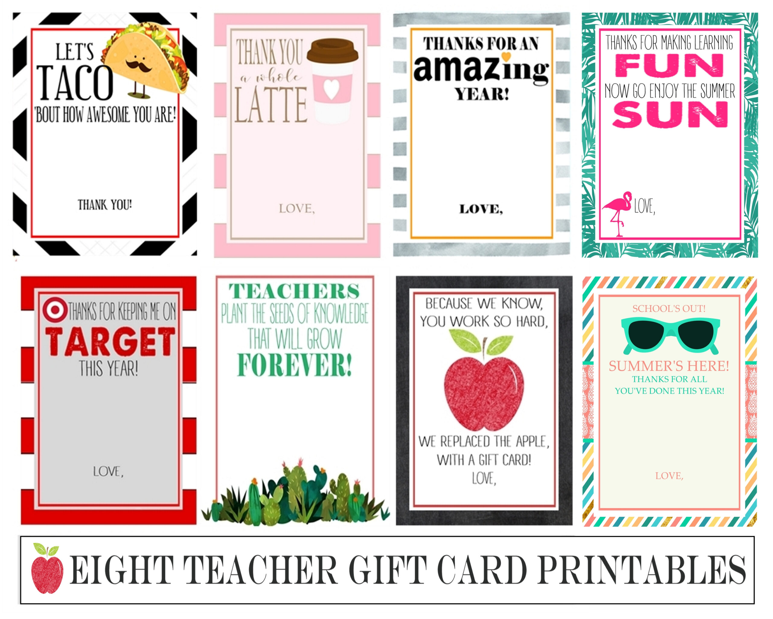 25 Electronic Gift Card Options And 8 Teacher Gift Card Printables - Gift Cards Free Printables