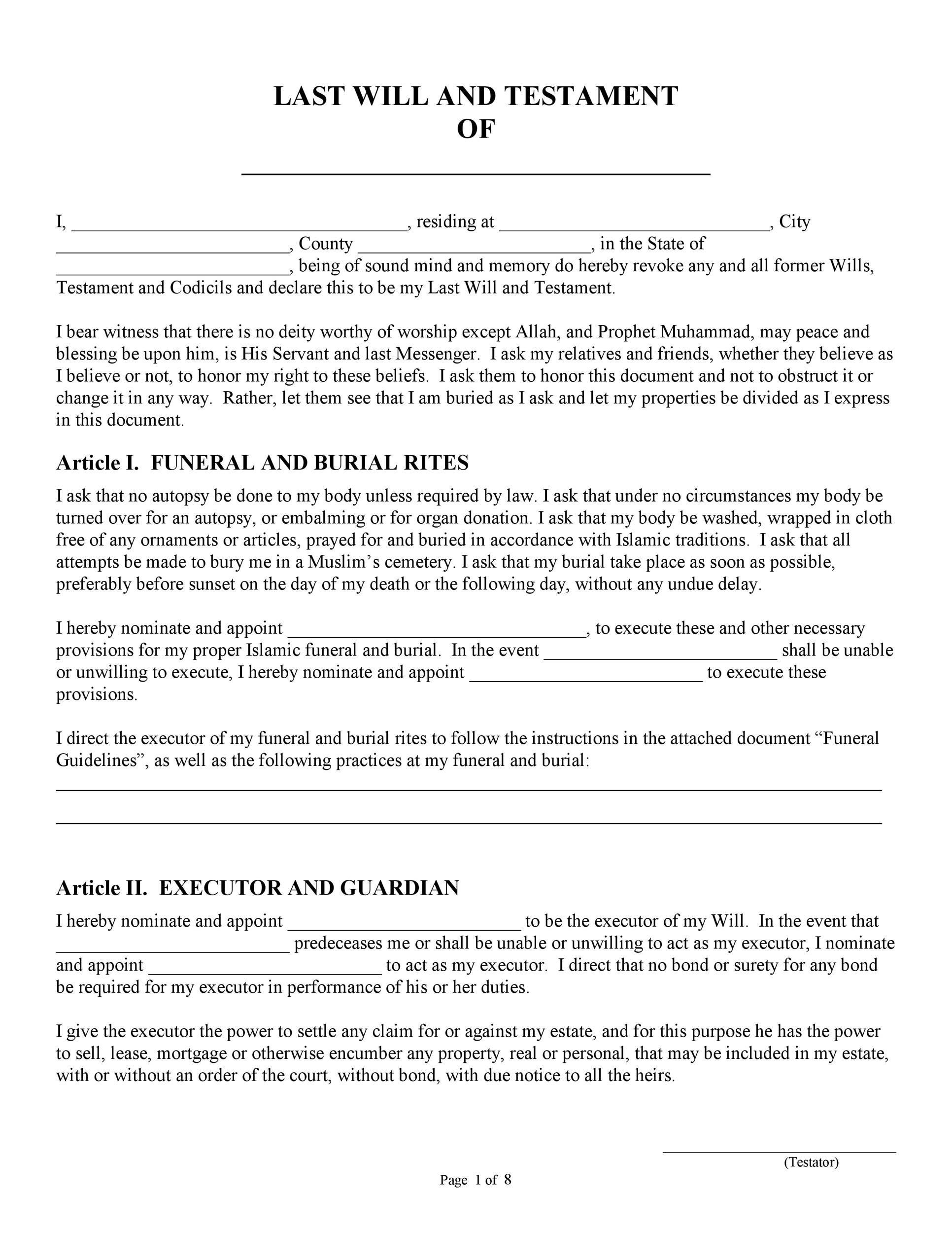 39 Last Will And Testament Forms &amp;amp; Templates ᐅ Templatelab - Free Printable Will Forms Uk