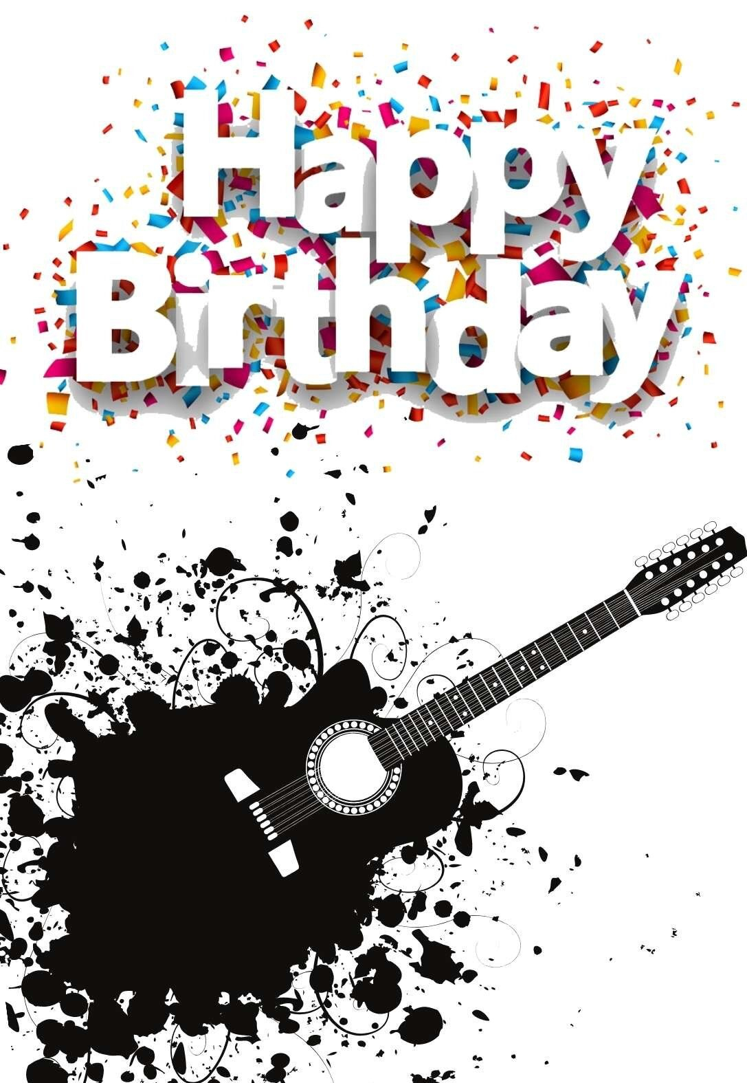 5 Guitar-Themed Printable Birthday Cards (Free) — Printbirthday - Free Printable Birthday Cards Guitar