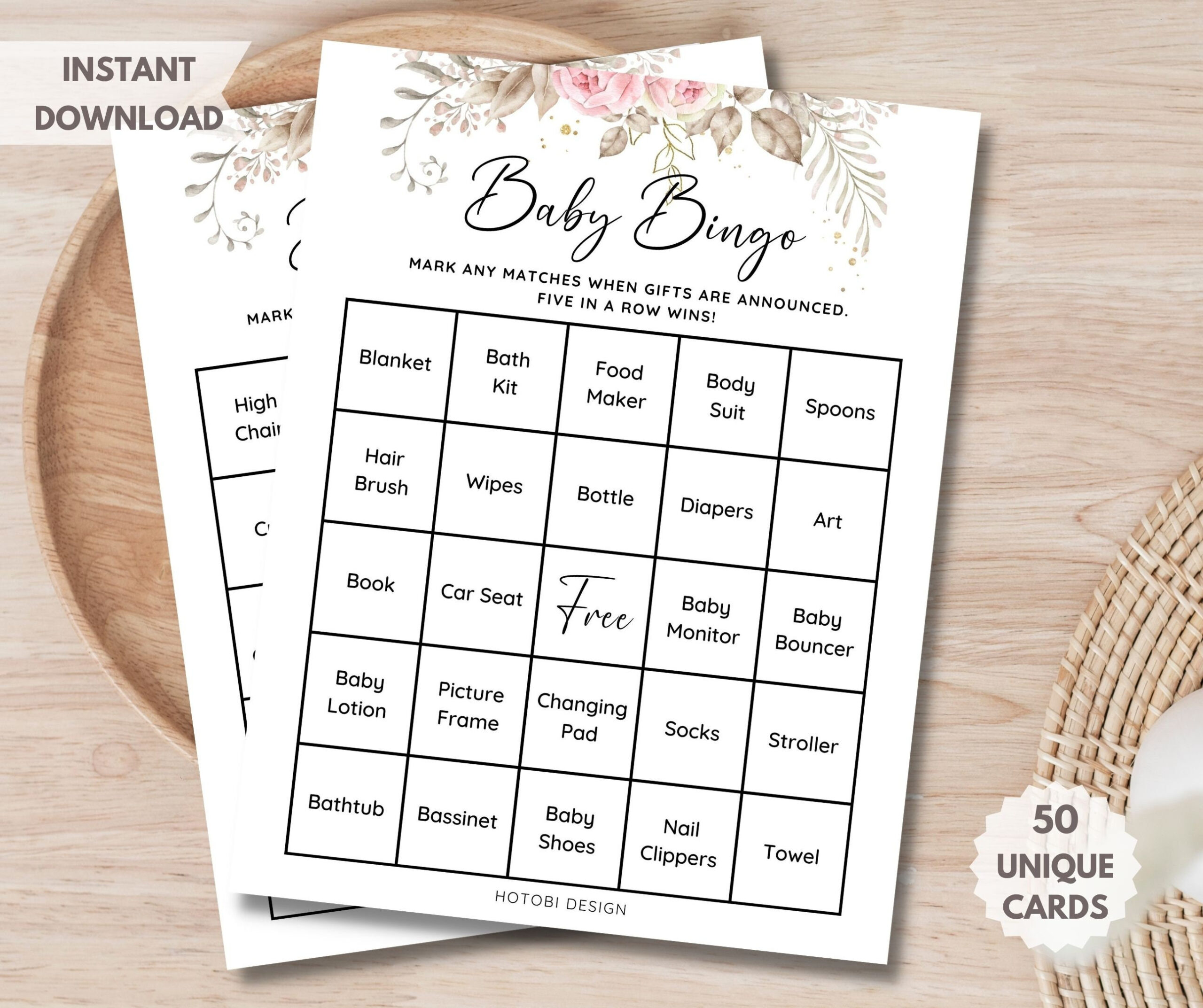 50 Prefilled Baby Shower Bingo Cards, Baby Bingo Game, Bonus Blank - Free Printable Baby Shower Bingo 50 Cards