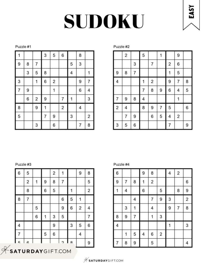 72 Free Printable Sudoku Puzzles | Saturdaygift - Free Printable Beginner Sudoku Puzzles