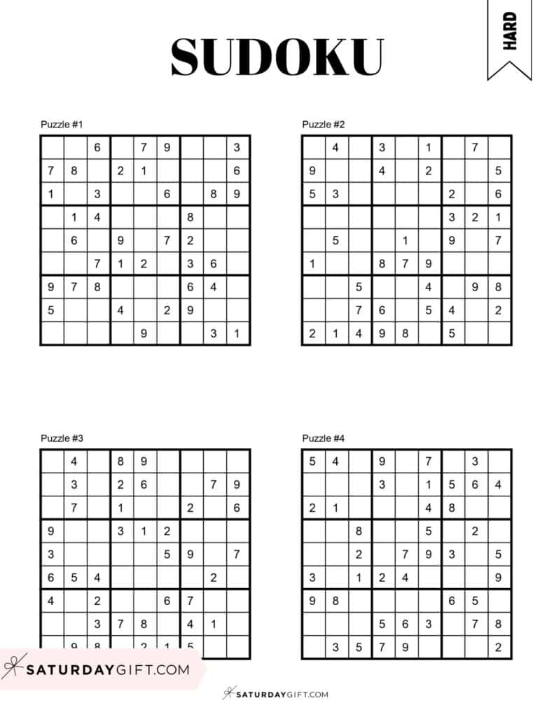 72 Free Printable Sudoku Puzzles | Saturdaygift - Free Printable Tough Sudoku