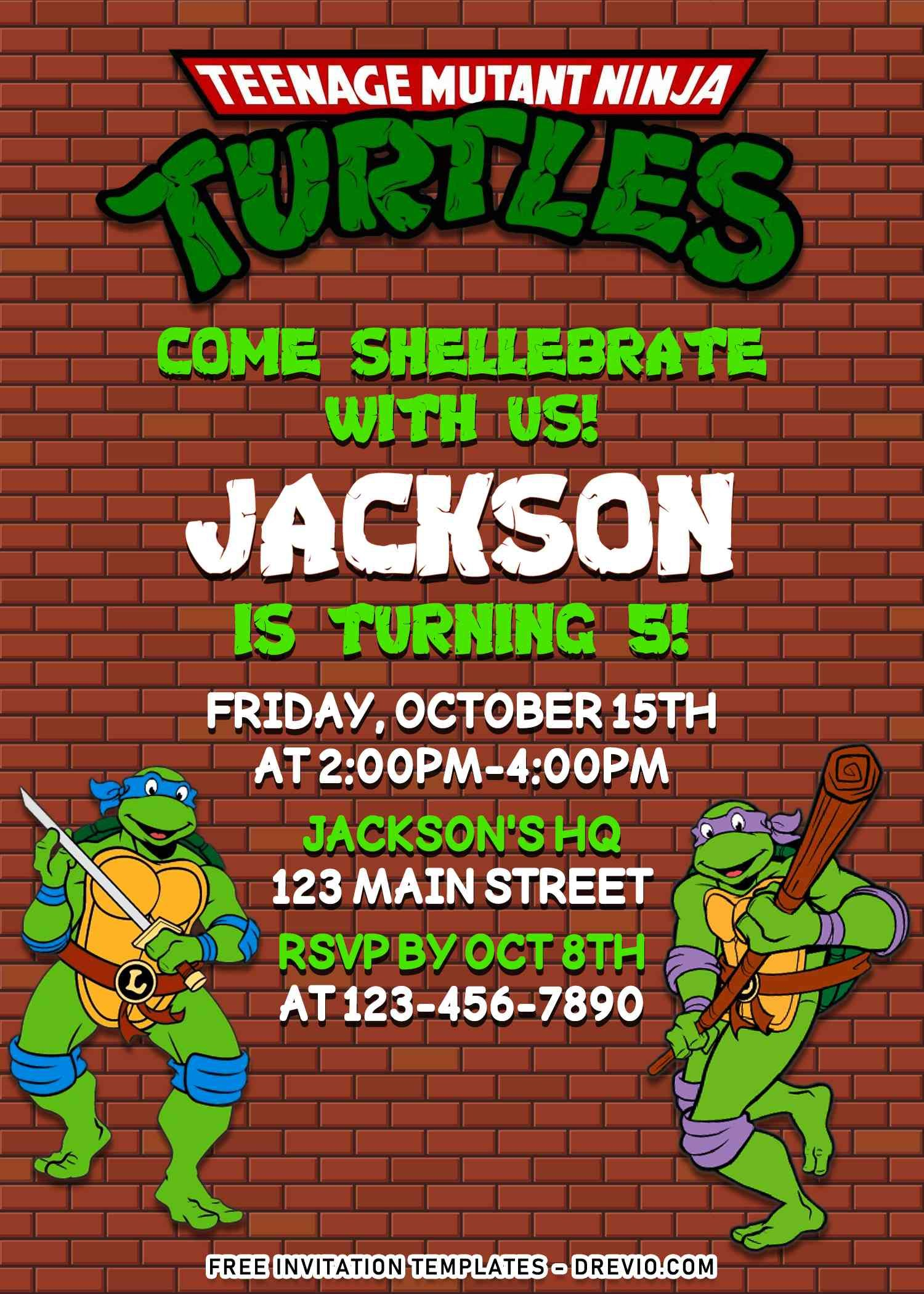 8+ Totally Awesome Teenage Mutant Ninja Turtles Invitation - Free Printable Teenage Mutant Ninja Turtles Birthday Invitations
