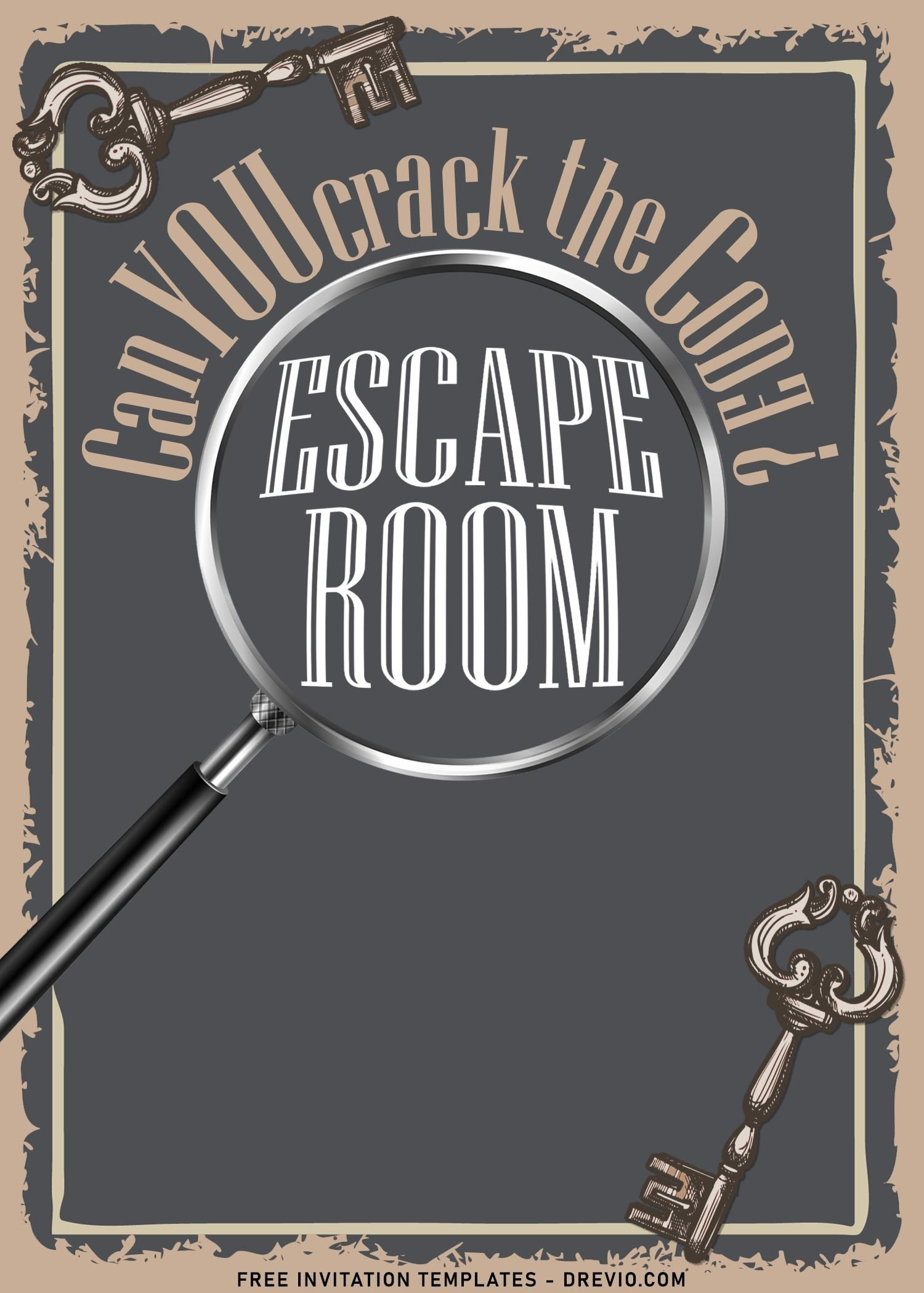 8+ Vintage Locks And Keys Escape Room Party Invitation Templates - Free Printable Escape Room Invitations