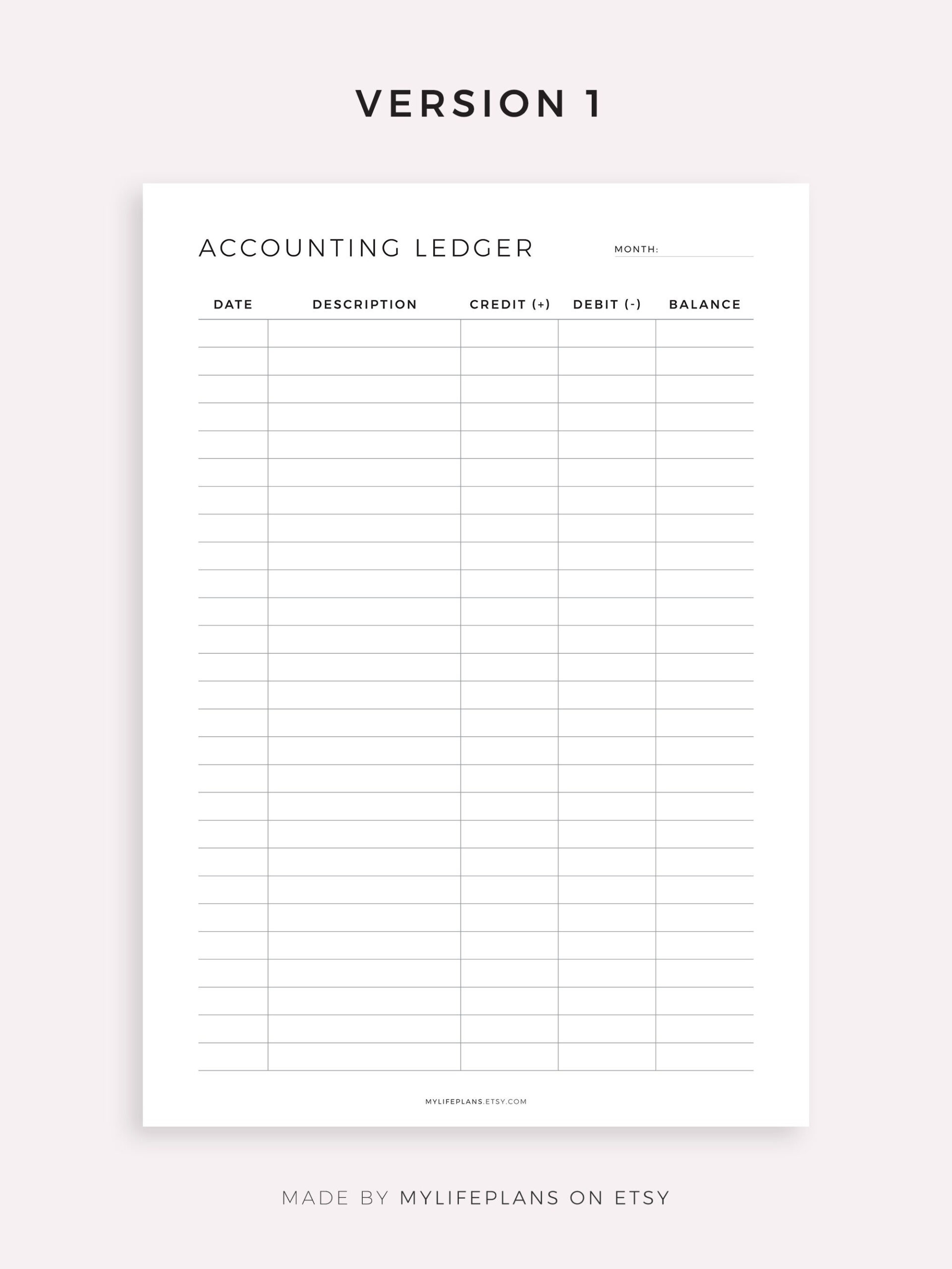 Accounting Ledger Printable, Small Business Bookkeeping, Log For - Free Printable Accounting Paper