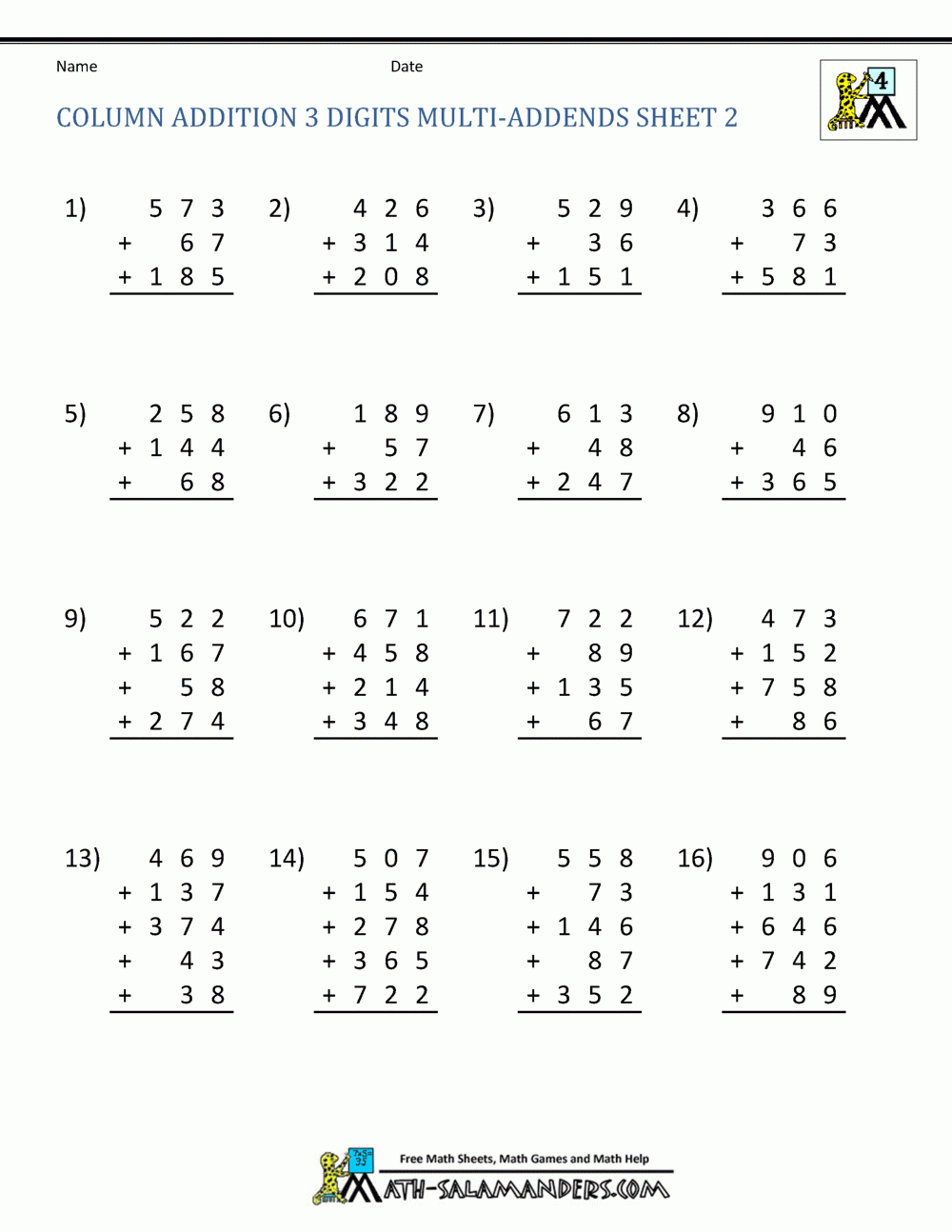 Addition Regrouping Worksheet 4Th Grade - Free Printable Addition And Subtraction Worksheets For 4Th Grade